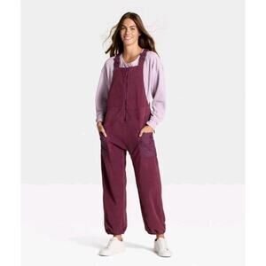 JoyLab Women’s High Pile Fleece Overalls Soft Cozy Pink Adjustable Straps